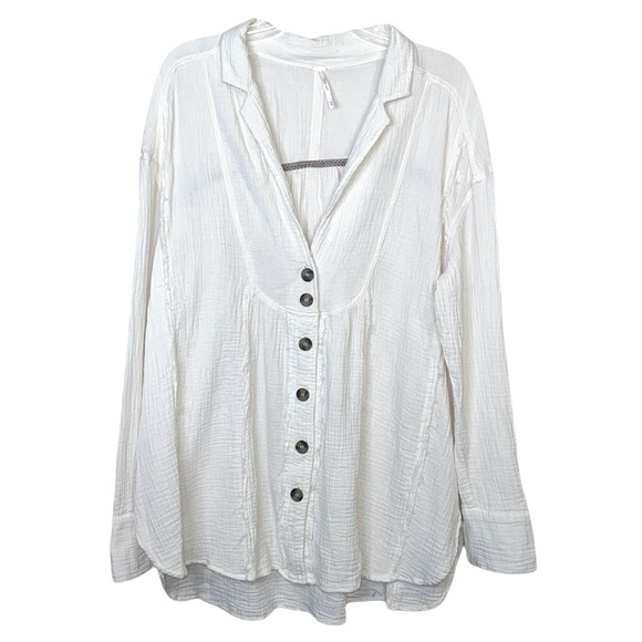 Free People Tops - Free People Ivory White 100% Cotton Tunic Top, Size Medium